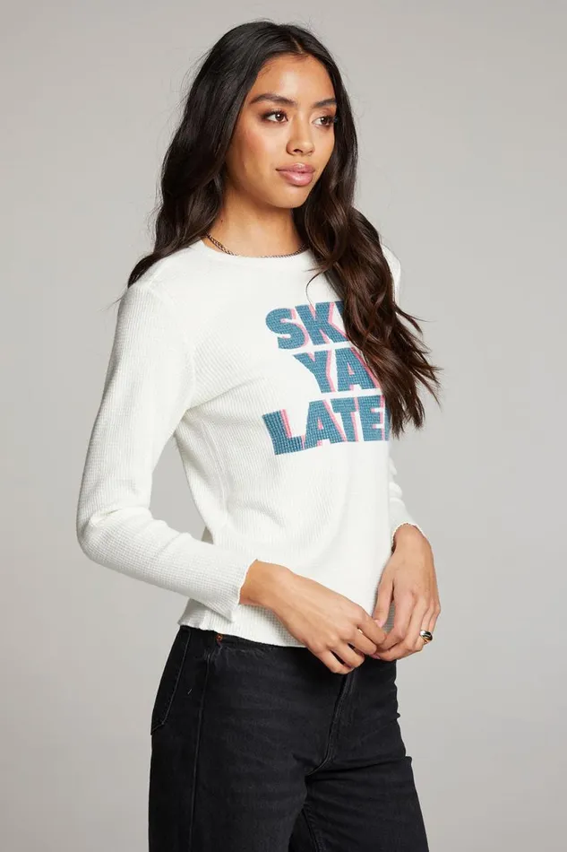 Womens Chaser Brand Tops Ski Ya Later Long Sleeve