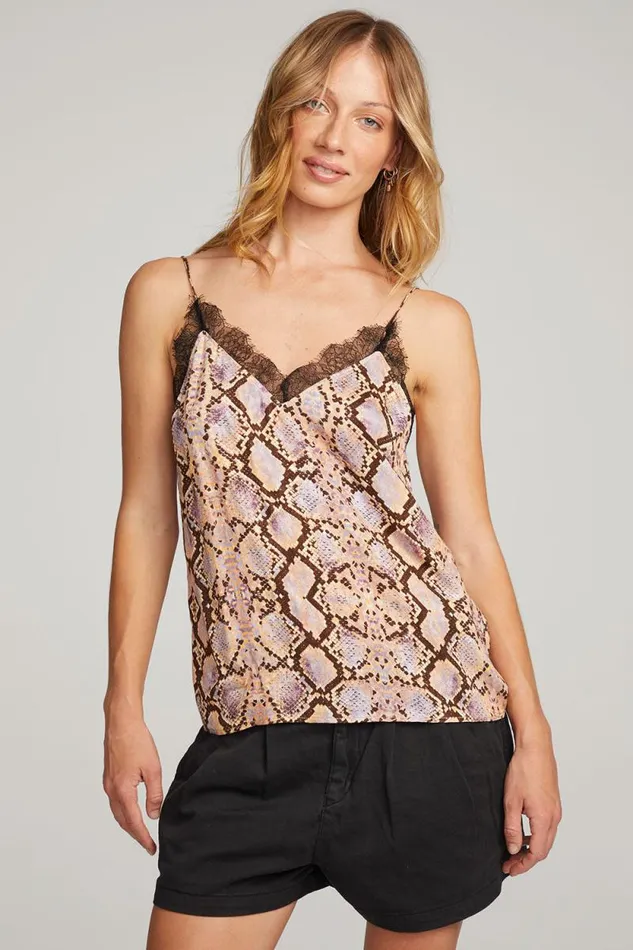 Womens Chaser Brand Tops Wilder Python Print Tank