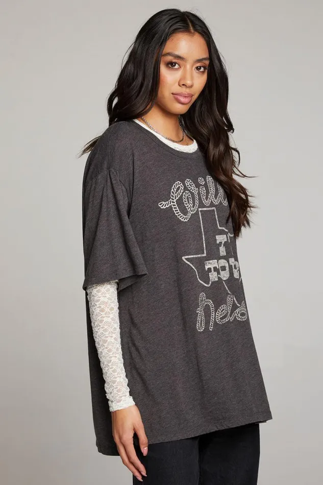 Womens Chaser Brand Tops Willie Nelson 77 Tour One Size Tee