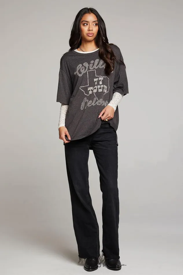 Womens Chaser Brand Tops Willie Nelson 77 Tour One Size Tee