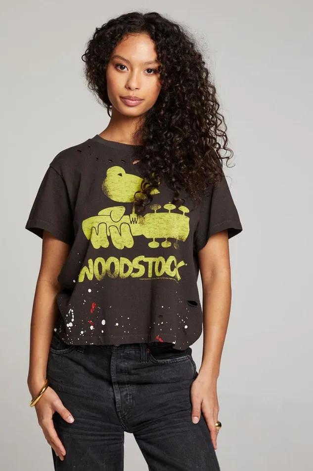 Womens Chaser Brand Tops Woodstock Bird On Guitar Tee