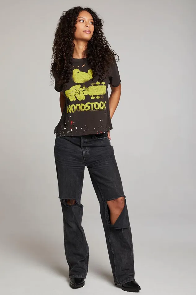 Womens Chaser Brand Tops Woodstock Bird On Guitar Tee
