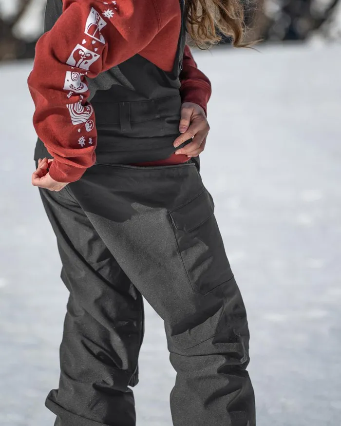 Womens Creston 3D Stretch Bib Overalls 8211 Black Womens Volcom Pants
