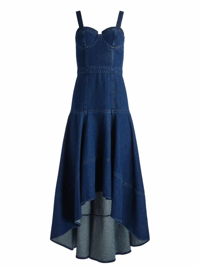 Womens Dresses Alice Olivia Donella Denim High Low Dress Love Train