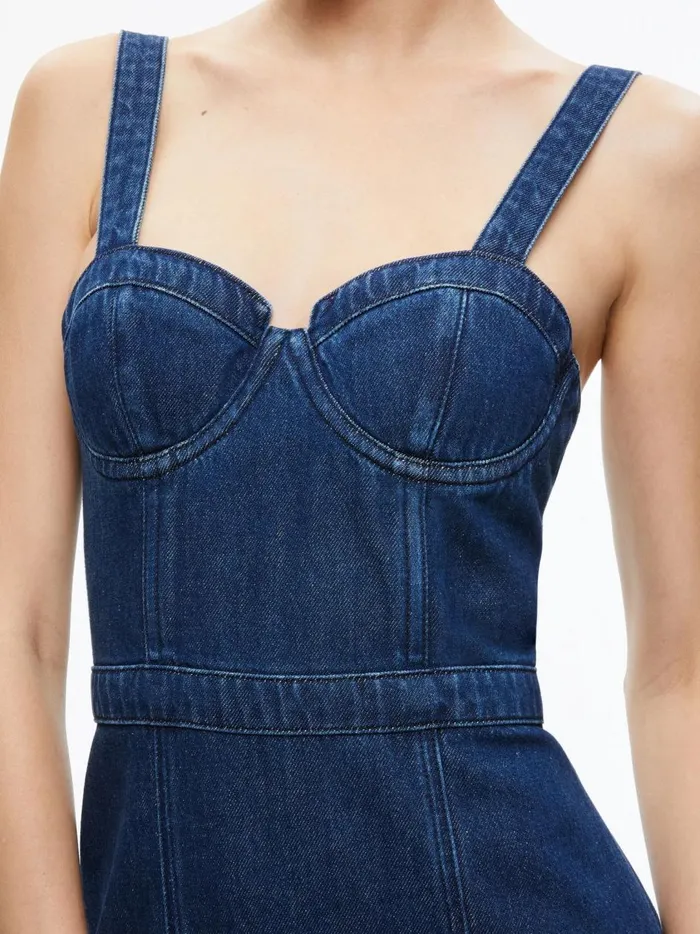 Womens Dresses Alice Olivia Donella Denim High Low Dress Love Train
