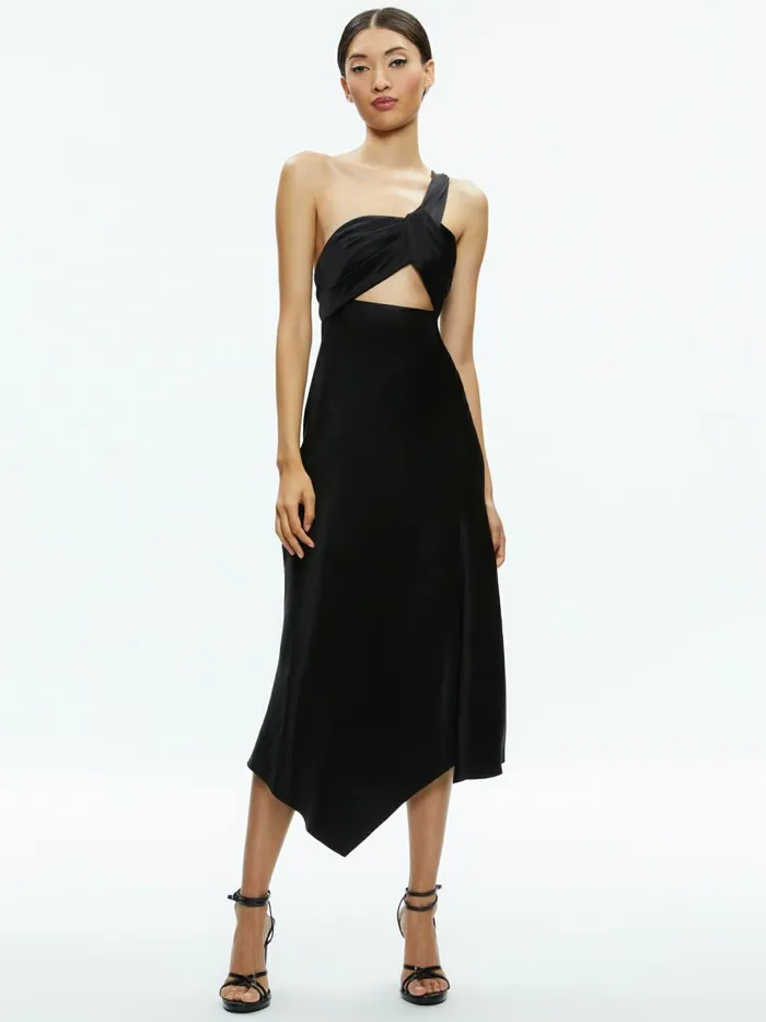 Womens Dresses Alice Olivia Harmony Twist Front Midi Dress Black