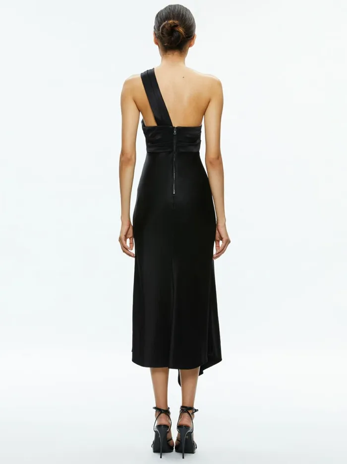 Womens Dresses Alice Olivia Harmony Twist Front Midi Dress Black