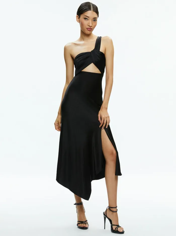 Womens Dresses Alice Olivia Harmony Twist Front Midi Dress Black