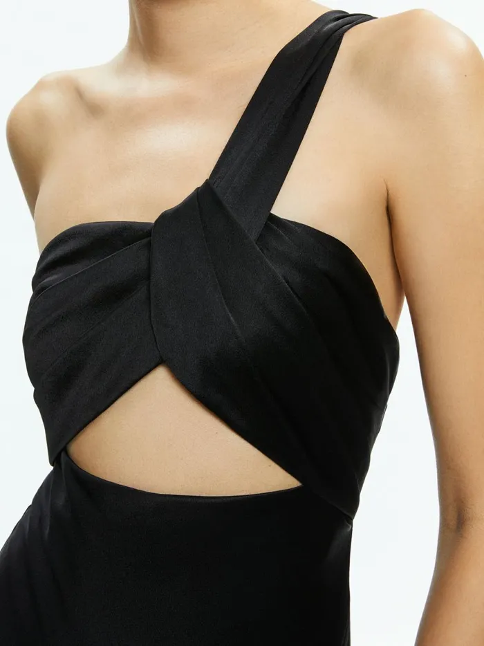 Womens Dresses Alice Olivia Harmony Twist Front Midi Dress Black