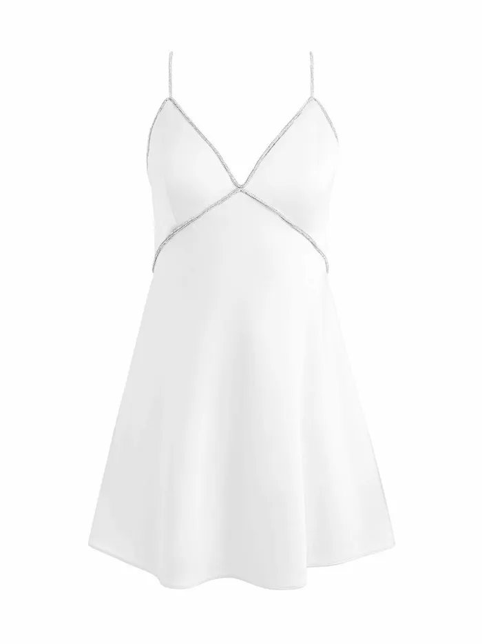 Womens Dresses Alice Olivia Julienne Embellished VNeck Mini Dress Off White