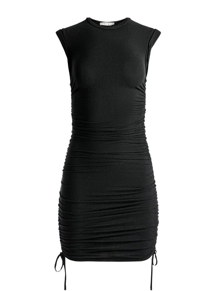 Womens Dresses Alice Olivia Saretta Ruched Side Crew Neck Dress Black