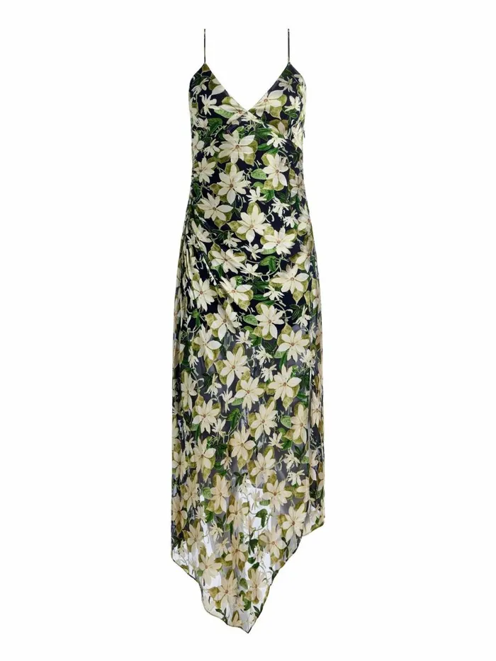 Womens Dresses Alice Olivia Shawna Asymmetrical Slip Dres Moonlight Floral