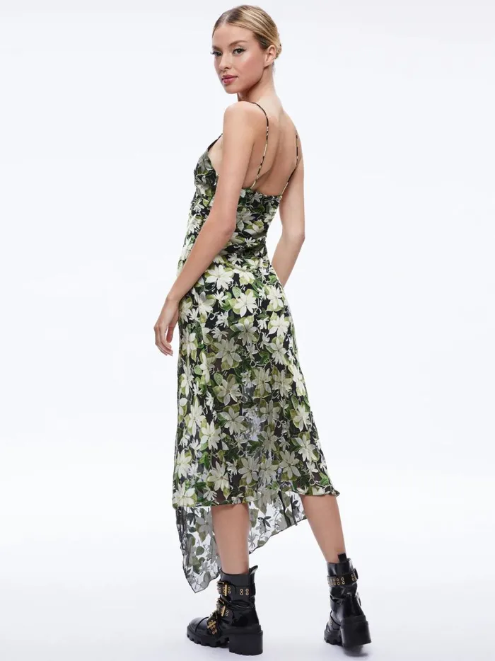 Womens Dresses Alice Olivia Shawna Asymmetrical Slip Dres Moonlight Floral