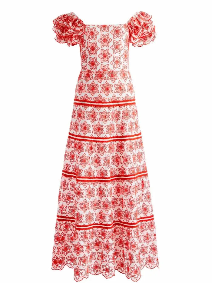 Womens Dresses Alice Olivia Tawny Square Neck Ruffle Tiered Maxi Dress Multi