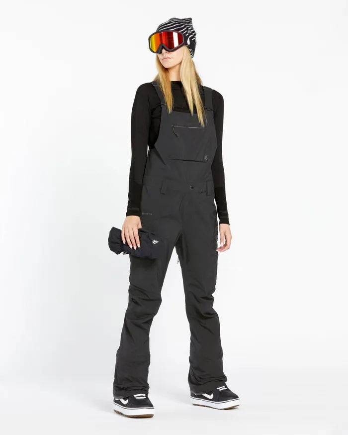 Womens Elm Stretch Gore Bib Overalls 8211 Black Womens Volcom Pants