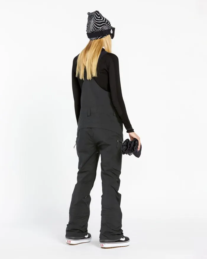 Womens Elm Stretch Gore Bib Overalls 8211 Black Womens Volcom Pants