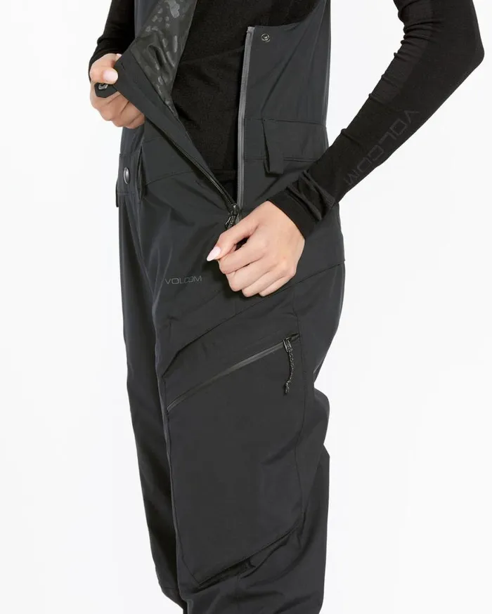 Womens Elm Stretch Gore Bib Overalls 8211 Black Womens Volcom Pants