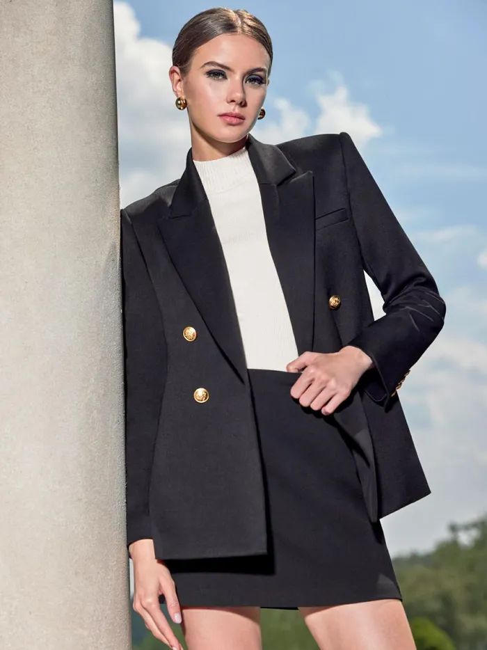 Womens Jackets Coats Alice Olivia Anthony Double Breasted Blazer Black