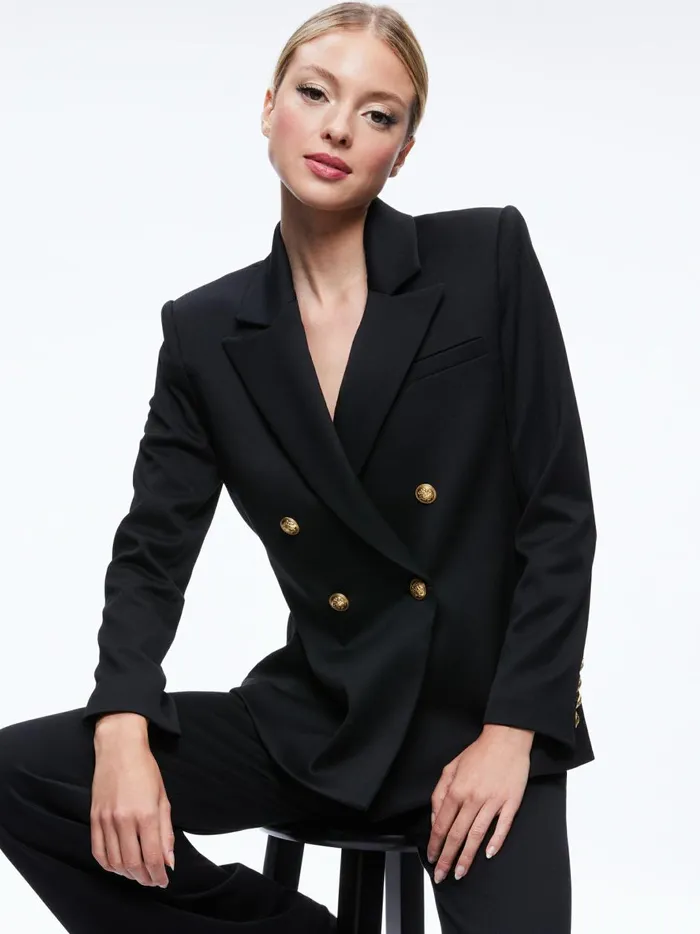 Womens Jackets Coats Alice Olivia Anthony Double Breasted Blazer Black