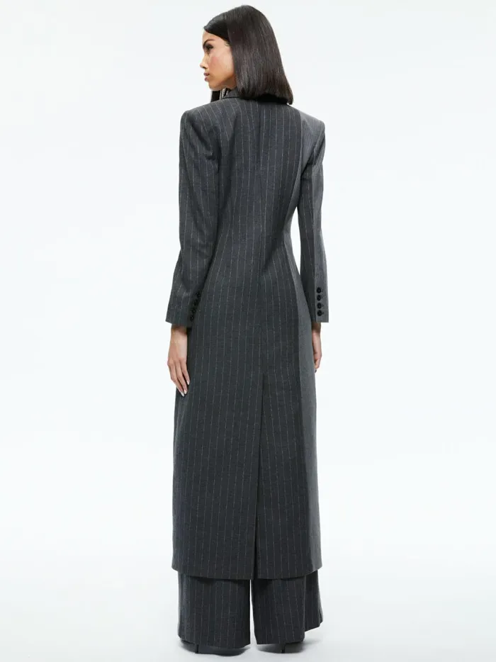 Womens Jackets Coats Alice Olivia Bret Long Blazer Greycharcoal Pinstripe
