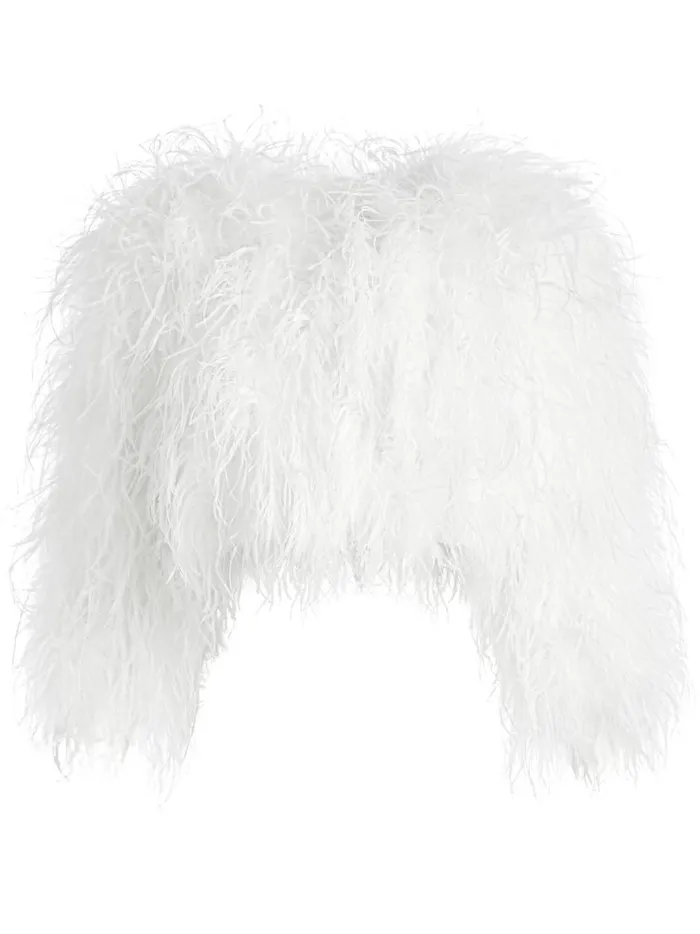 Womens Jackets Coats Alice Olivia Kidman Feather Jacket Off White