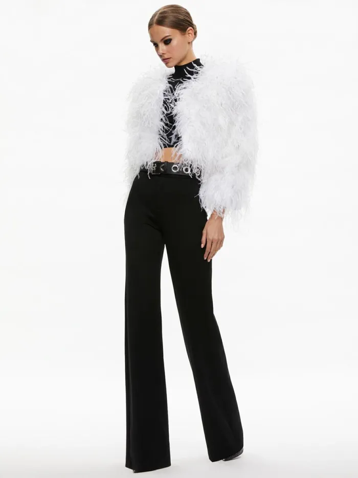 Womens Jackets Coats Alice Olivia Kidman Feather Jacket Off White