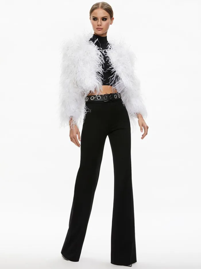 Womens Jackets Coats Alice Olivia Kidman Feather Jacket Off White