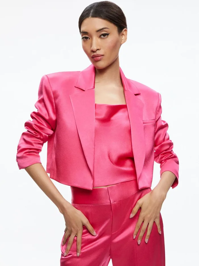 Womens Jackets Coats Alice Olivia Shan Boxy Oversized Cropped Blazer Candy