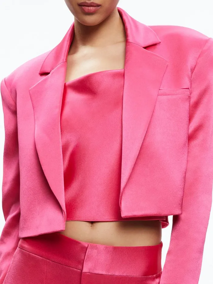 Womens Jackets Coats Alice Olivia Shan Boxy Oversized Cropped Blazer Candy