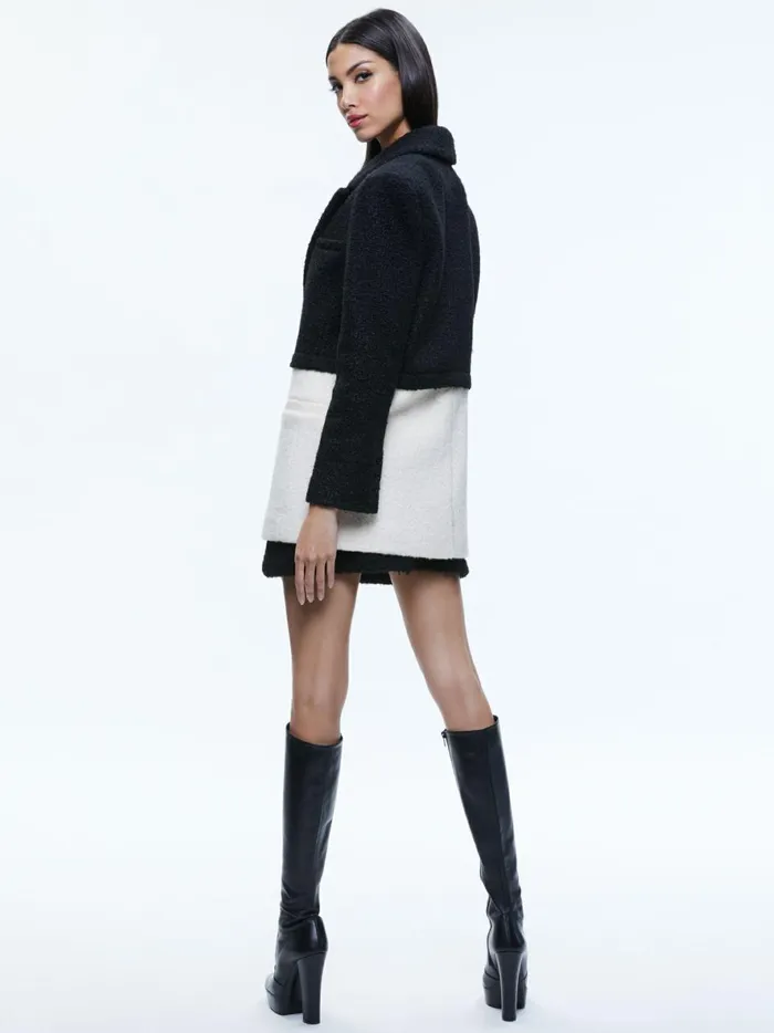 Womens Jackets Coats Alice Olivia Shan Oversized TwoFer Blazer Blackecru