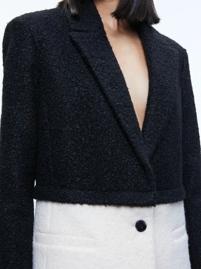 Womens Jackets Coats Alice Olivia Shan Oversized TwoFer Blazer Blackecru