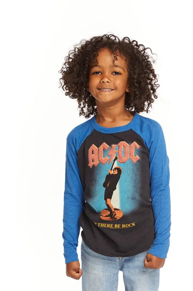 WomensKids Chaser Brand Music ACDC Let There Be Rock Baseball Tee