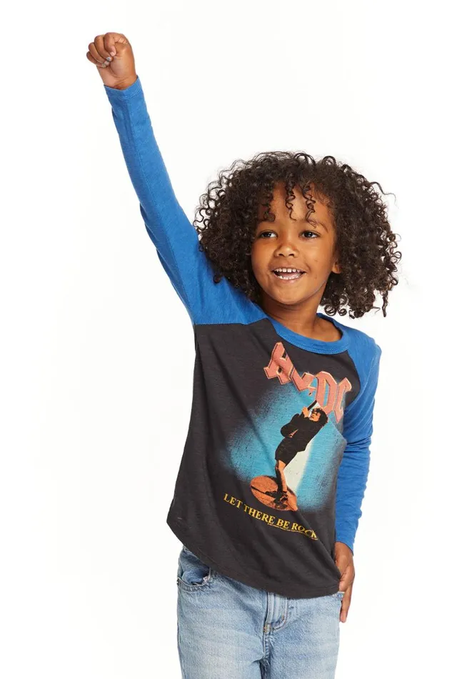 WomensKids Chaser Brand Music ACDC Let There Be Rock Baseball Tee