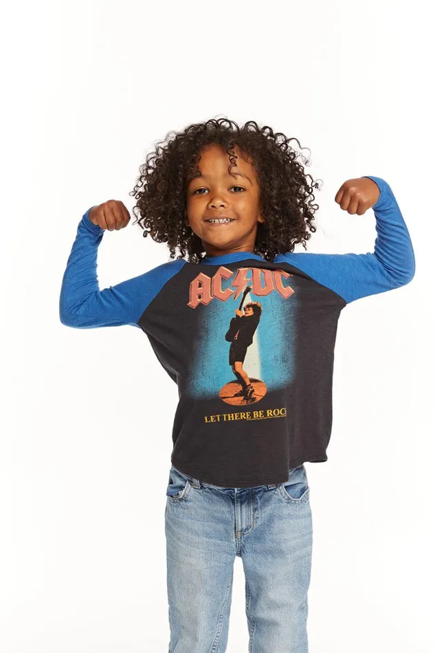 WomensKids Chaser Brand Music ACDC Let There Be Rock Baseball Tee