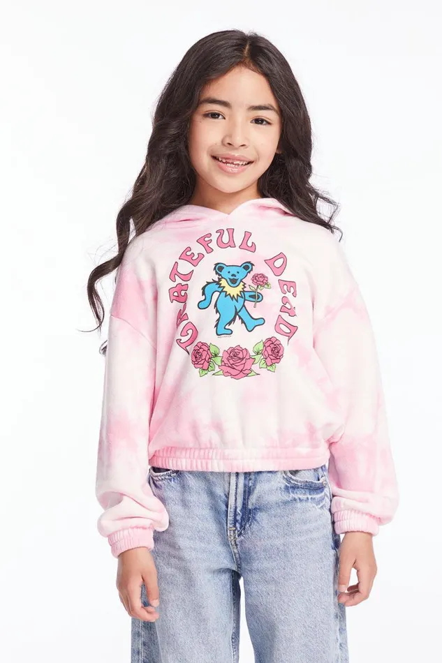 WomensKids Chaser Brand Music Grateful Dead Bears and Roses Girls Pullover Hoodie