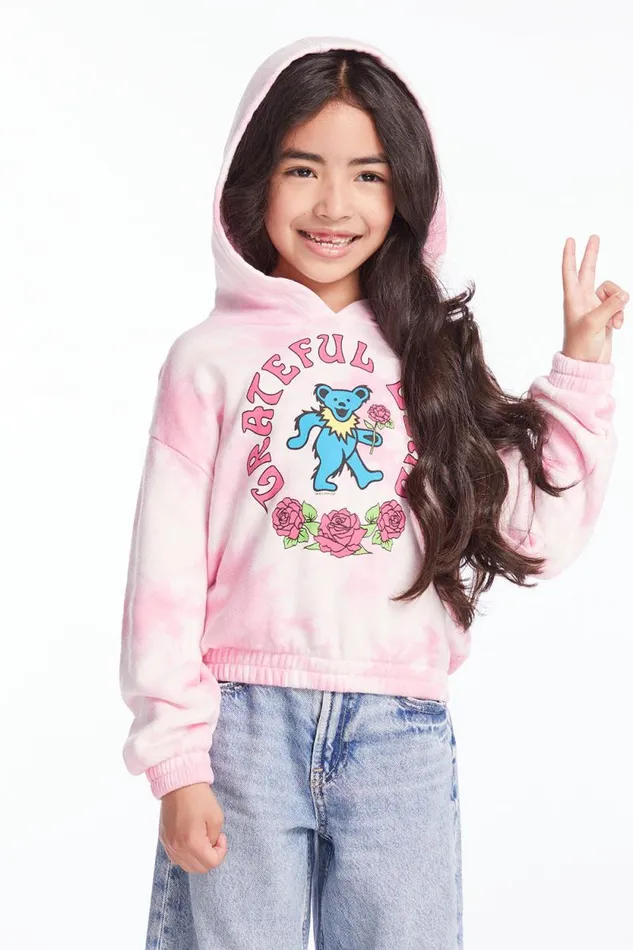 WomensKids Chaser Brand Music Grateful Dead Bears and Roses Girls Pullover Hoodie