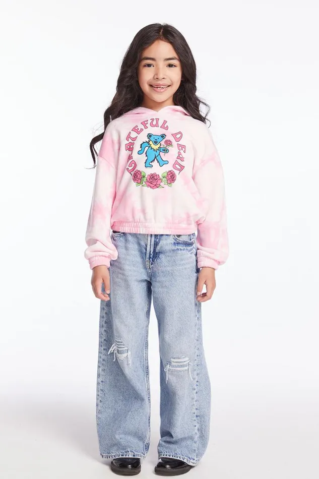 WomensKids Chaser Brand Music Grateful Dead Bears and Roses Girls Pullover Hoodie