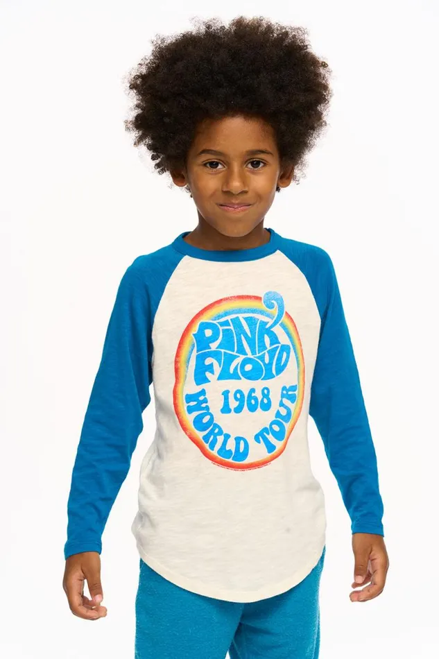 WomensKids Chaser Brand Music Pink Floyd 8211 World Tour Aidan Long Sleeve Baseball Tee