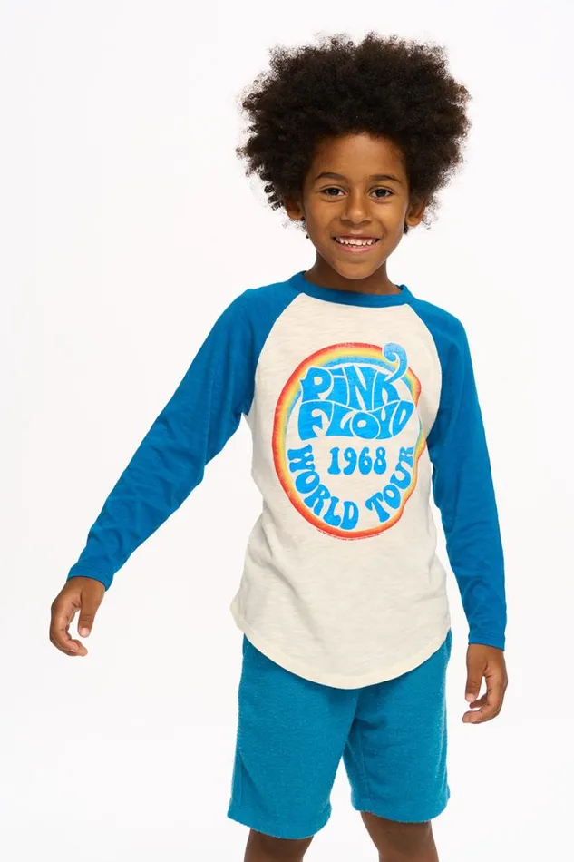WomensKids Chaser Brand Music Pink Floyd 8211 World Tour Aidan Long Sleeve Baseball Tee