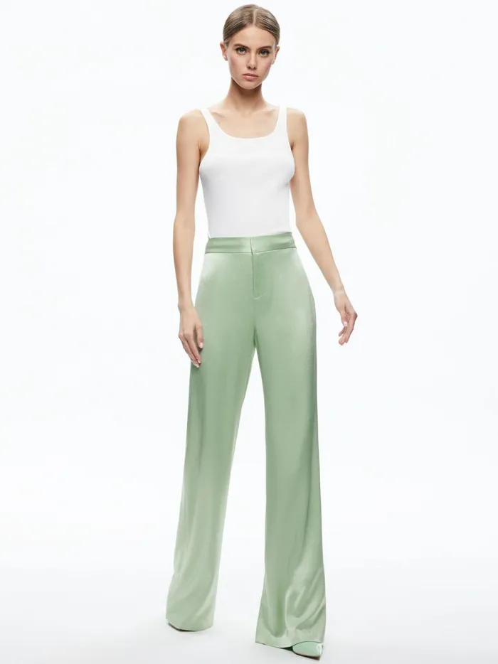 Womens Pants Alice Olivia Deanna High Waisted Bootcut Pant Green Tea