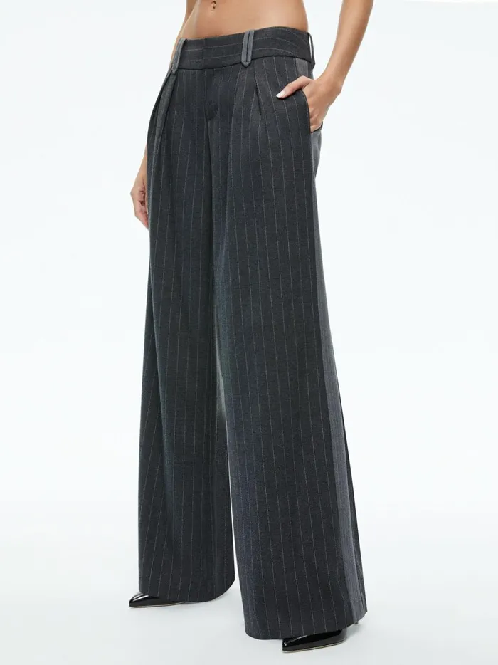 Womens Pants Alice Olivia Eric Low Rise Trouser Charcoal Pinstripe