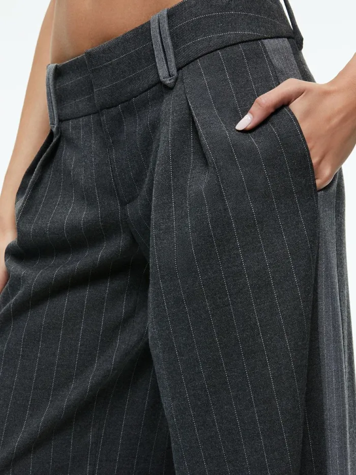 Womens Pants Alice Olivia Eric Low Rise Trouser Charcoal Pinstripe