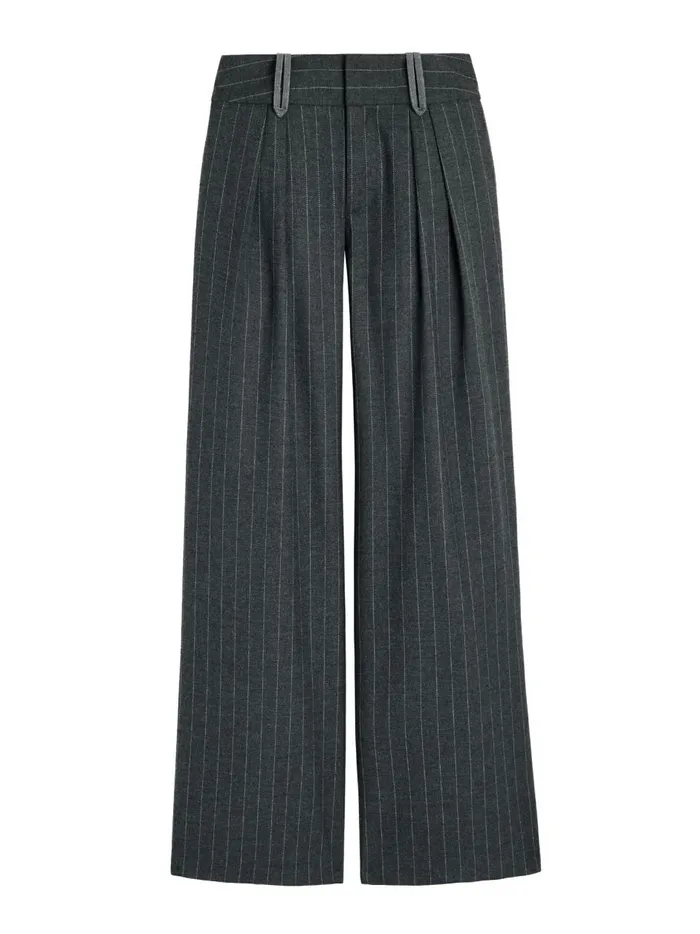 Womens Pants Alice Olivia Eric Low Rise Trouser Charcoal Pinstripe