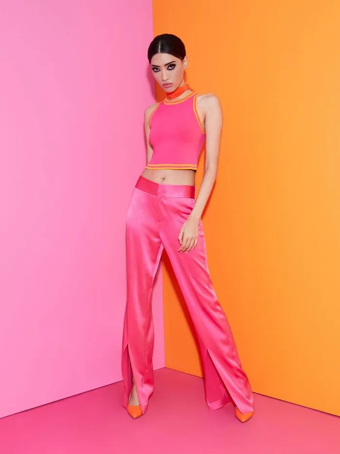 Womens Pants Alice Olivia Jody High Waisted Front Slit Pant Candy