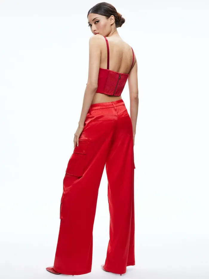 Womens Pants Alice Olivia Joette Low Rise Cargo Pant Perfect Ruby