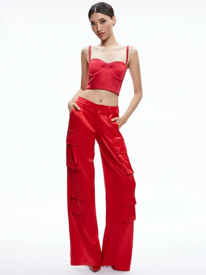 Womens Pants Alice Olivia Joette Low Rise Cargo Pant Perfect Ruby
