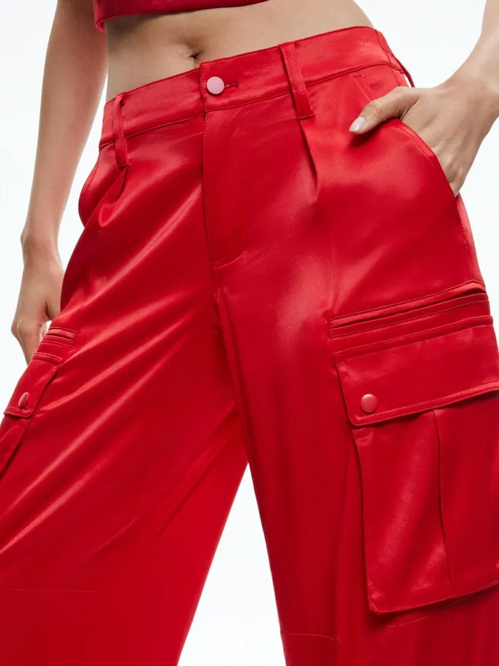 Womens Pants Alice Olivia Joette Low Rise Cargo Pant Perfect Ruby
