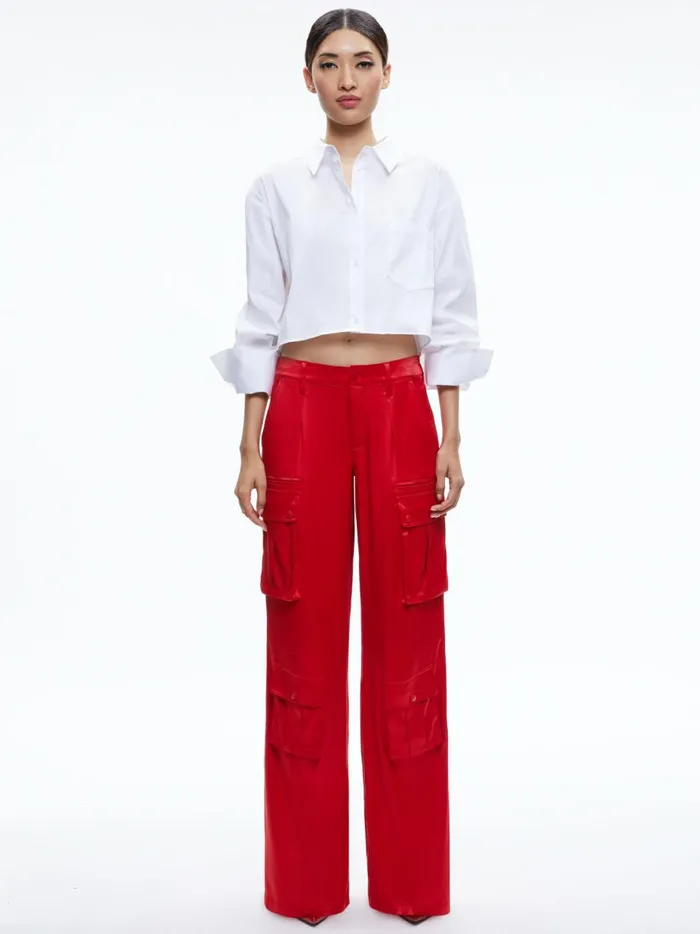 Womens Pants Alice Olivia Joette Low Rise Cargo Pant Perfect Ruby