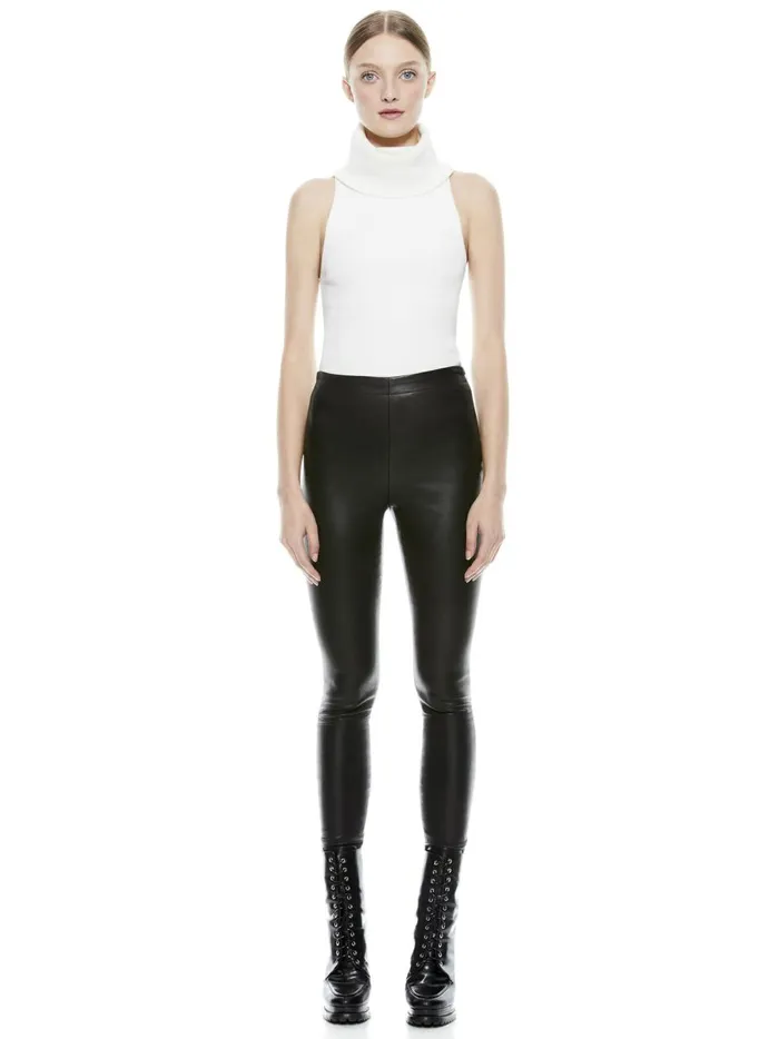 Womens Pants Alice Olivia Maddox Side Zip Leather Legging Black