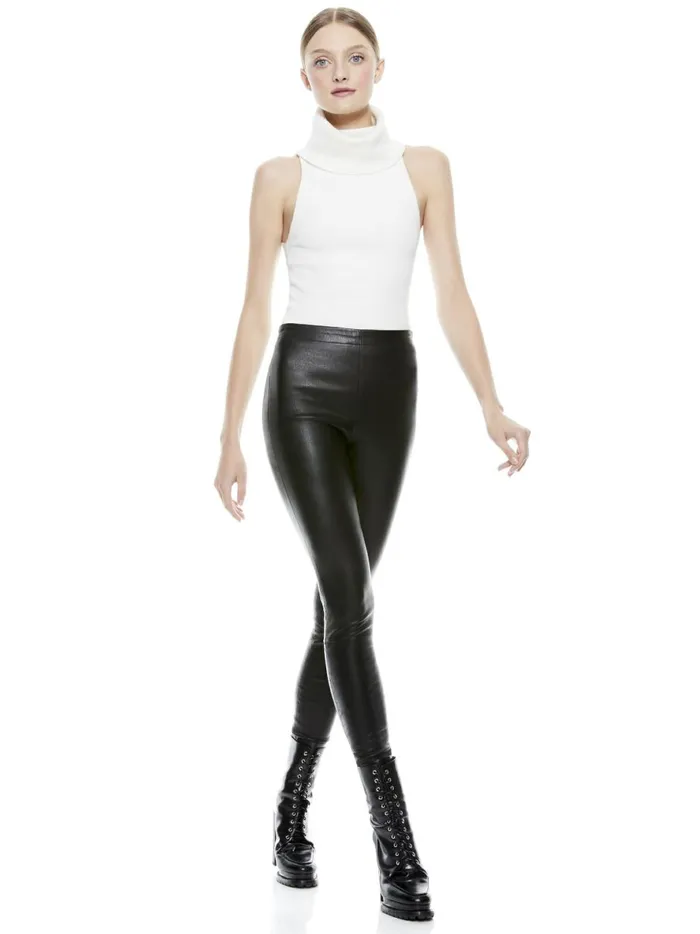 Womens Pants Alice Olivia Maddox Side Zip Leather Legging Black